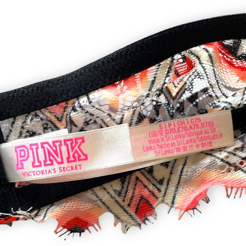 Victorias Secret PINK Lace Adjustable Halter Bralette Multi Color Black Small - Picture 9 of 10